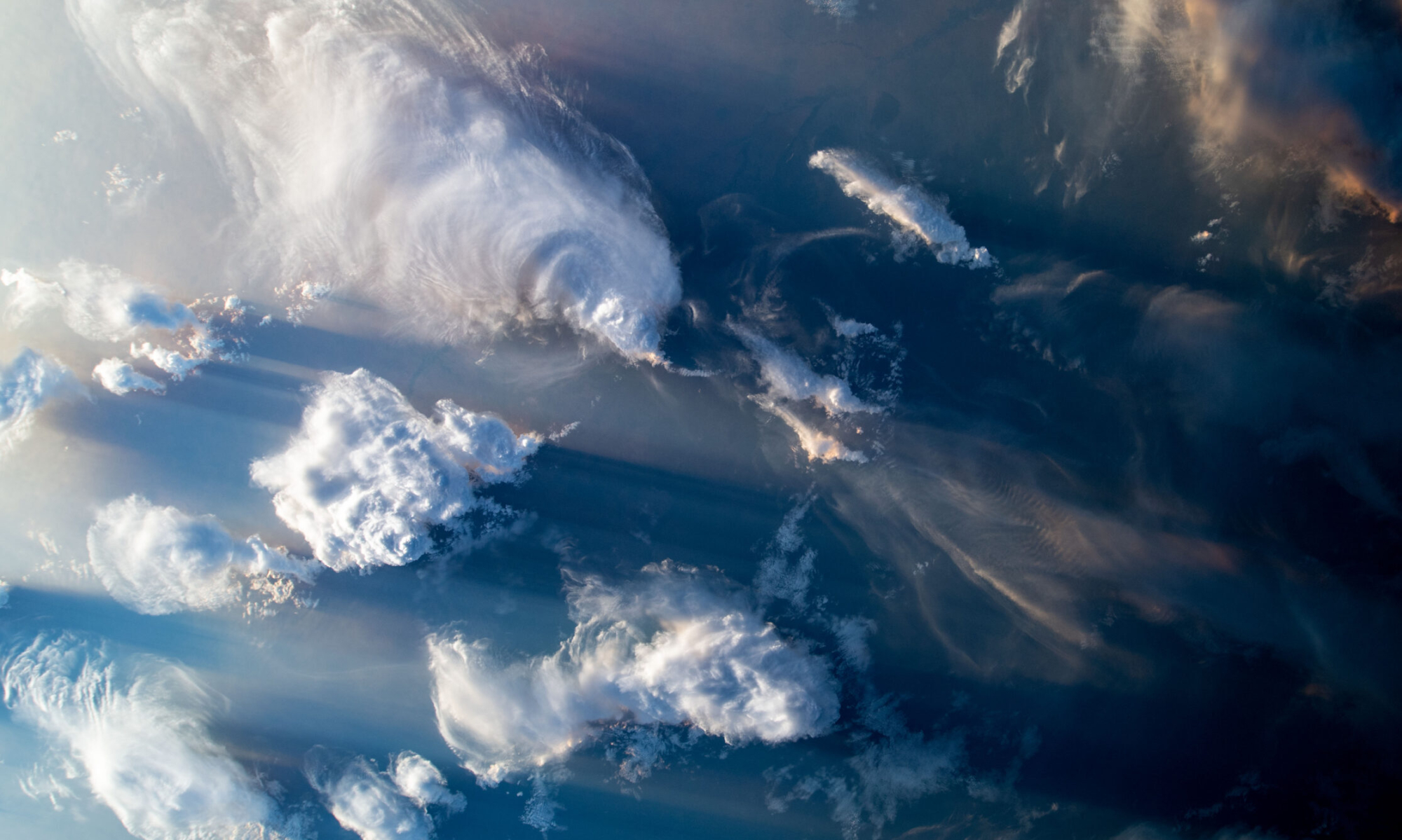 A photograph taken from the International Space Station of clouds forming over North Africa